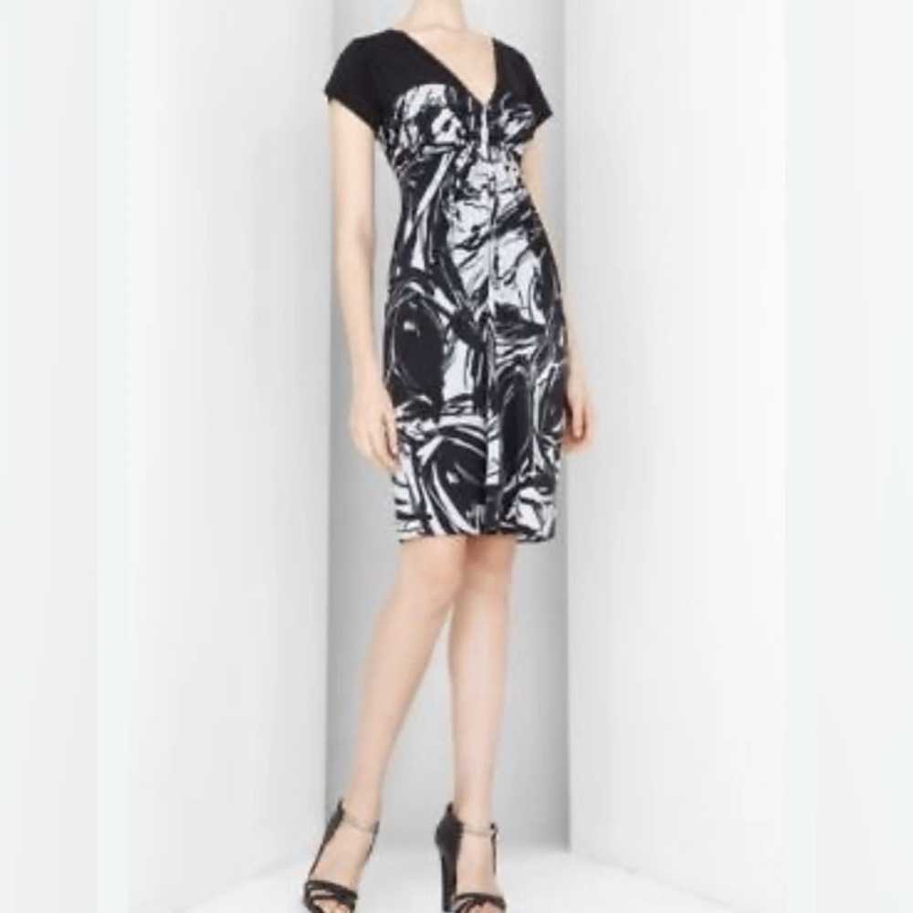 NWOT BCBGMaxAzria Black and White Sweetheart Sheath Dress
